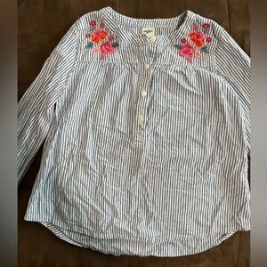 Kids Floral Striped Long Sleeve Blouse Size 6/6X
